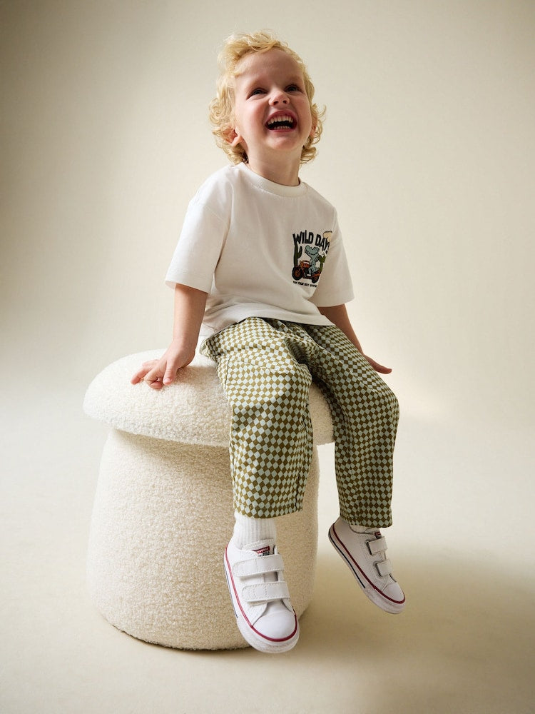 Green/Blue Mini Harlequin Barrel Pull On Trousers (3mths-7yrs) (3mths-7yrs) - Size 3-6 Months (62-68cm)