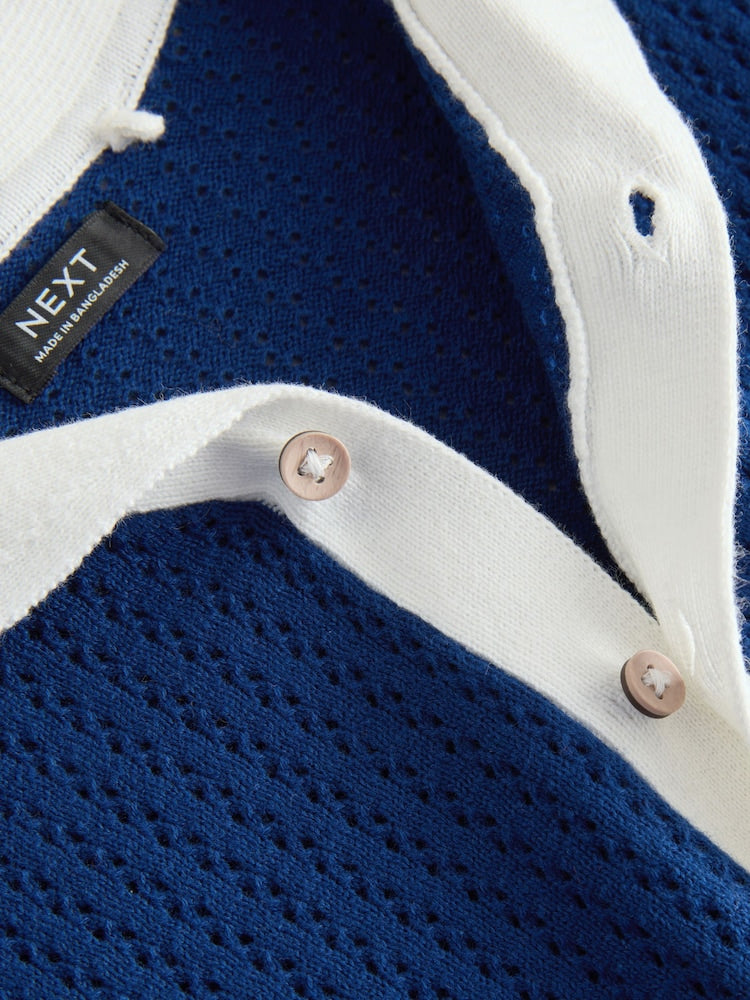 Navy Blue Knitted Polo Shirt and Shorts Set (3mths-10yrs)