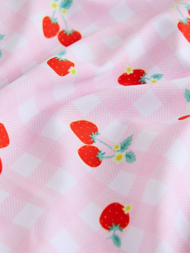 Pink Cherry Gingham Frill Swimsuit (3-16yrs)