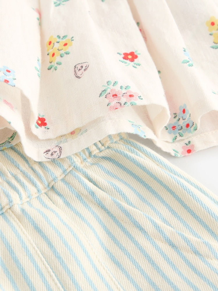 Cath Kidston Ecru Ditsy Blouse And Trousers Set (3mths-8yrs)
