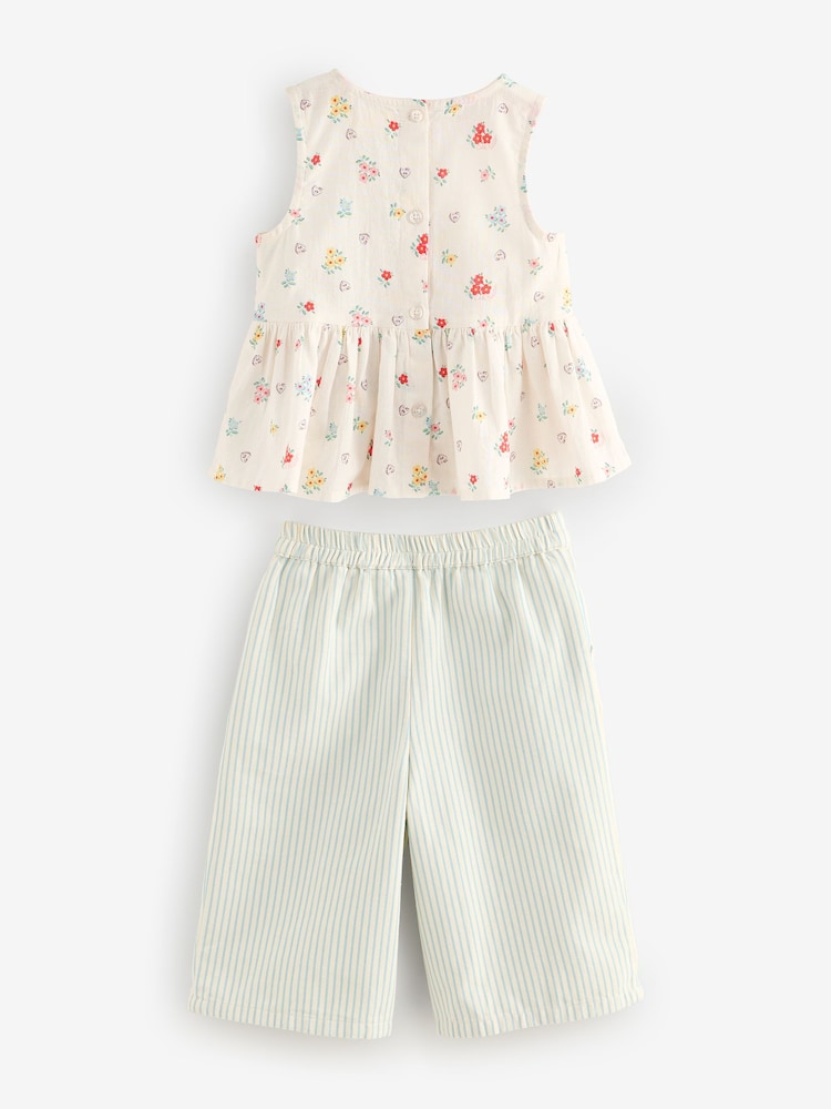 Cath Kidston Ecru Ditsy Blouse And Trousers Set (3mths-8yrs)