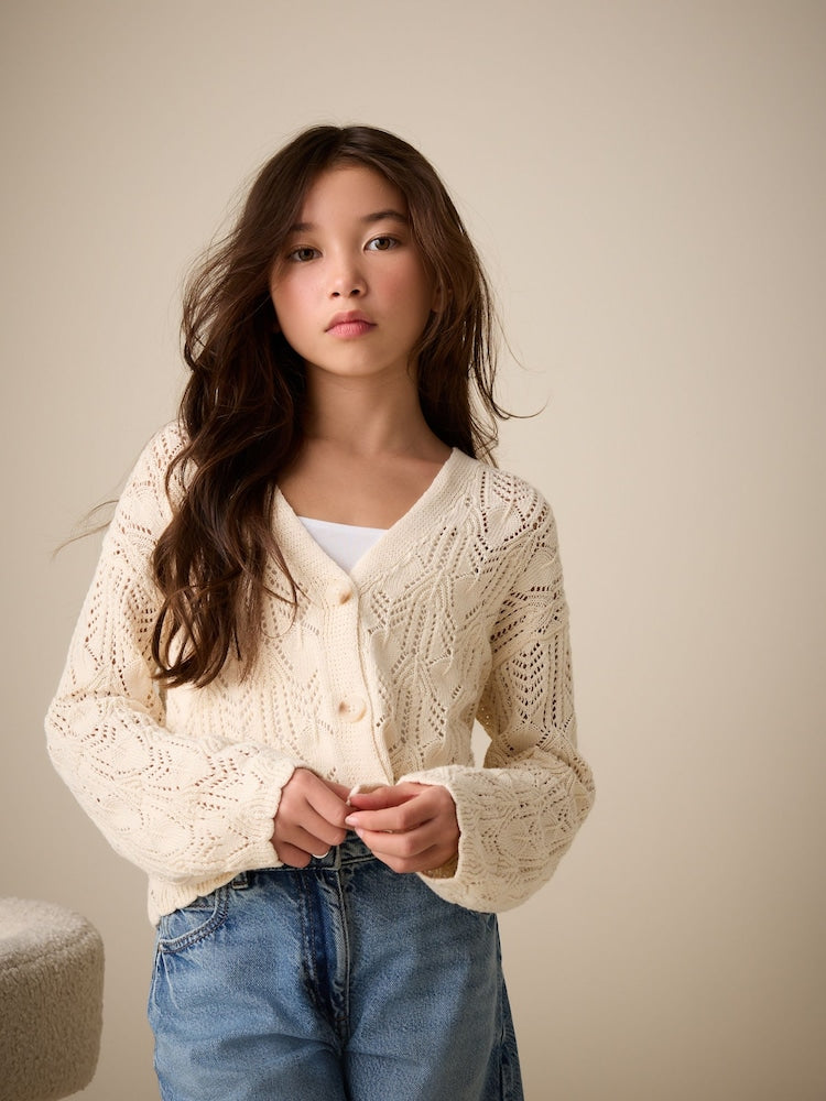 Ecru Knitted Cardigan (3-16yrs) - Size 3 Years (98cm) - Ecru