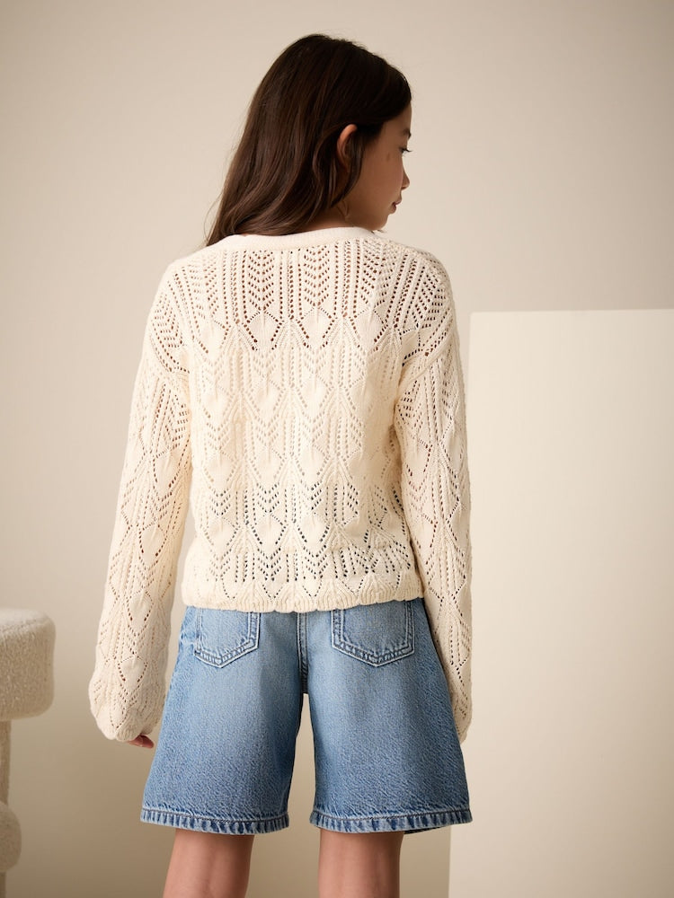 Ecru Knitted Cardigan (3-16yrs)
