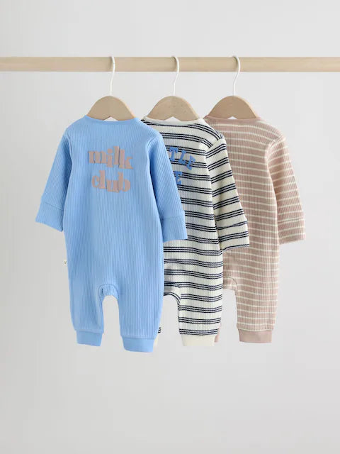 Blue Whale Two Way Zip Baby Sleepsuits 3 Pack (0mths-3yrs)