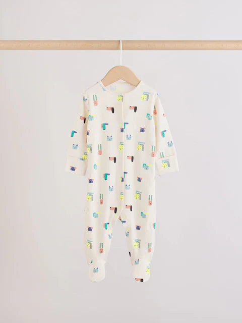 Blue Dog Two Way Zip Baby Sleepsuits 3 Pack (0mths-2yrs)