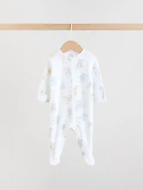 White Safari Baby Sleepsuits 3 Pack (0-2yrs)