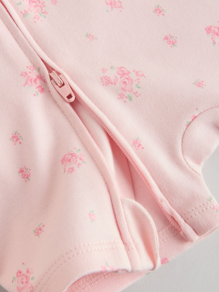 Pink Two Way Zip Baby Rompers 3 Pack (0mths-3yrs)
