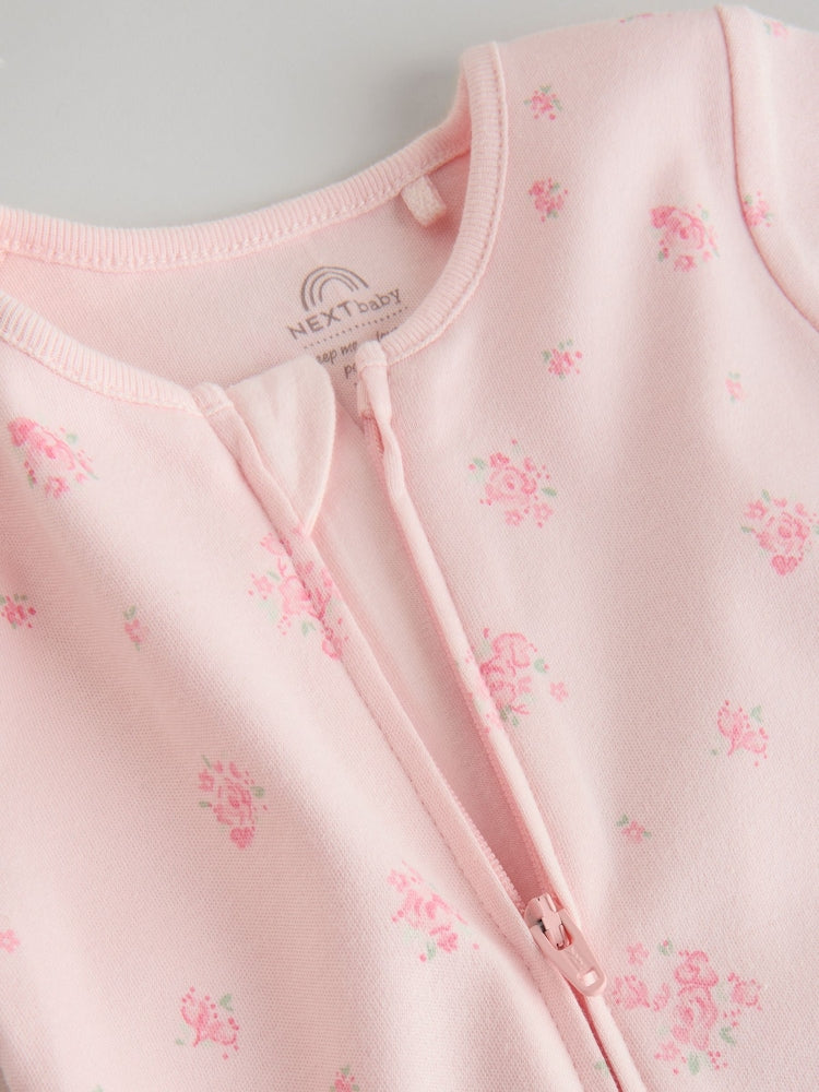 Pink Two Way Zip Baby Rompers 3 Pack (0mths-3yrs)