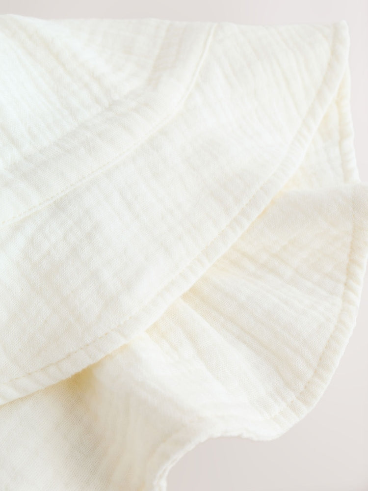 Ecru Woven Crinkle Baby Bucket Hat - Size 50cm (First Size)