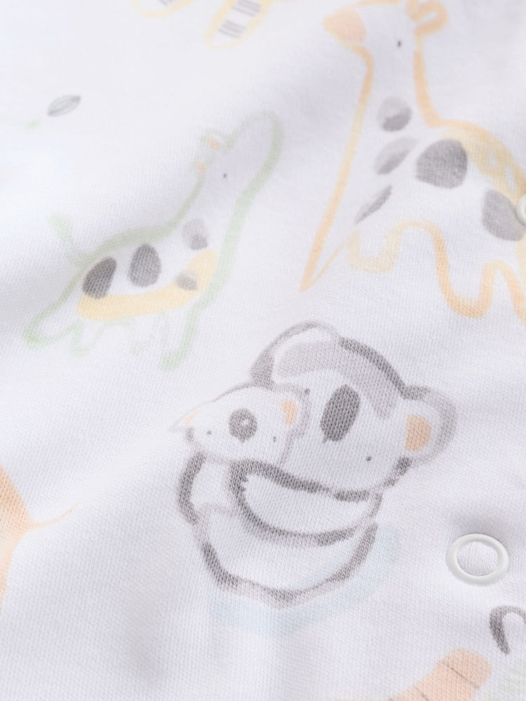 White Safari Baby Sleepsuits 3 Pack