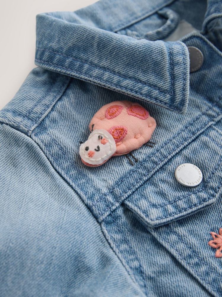 Mid Blue Denim Unicorn Embroidered Western Jacket (3mths-7yrs)