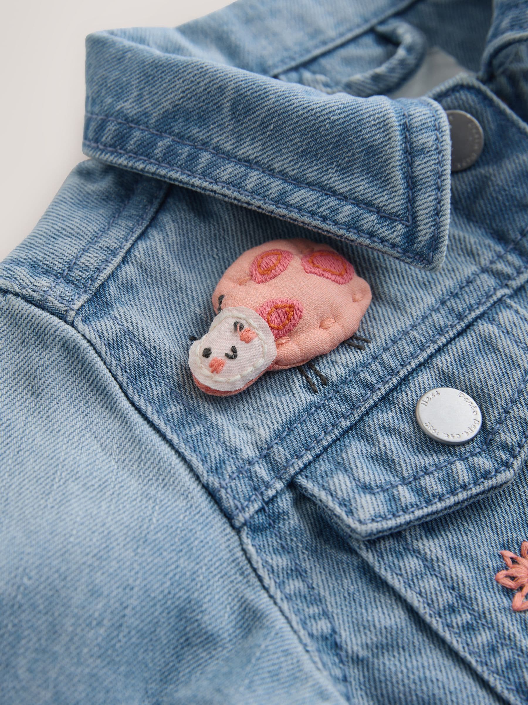 Mid Blue Denim Unicorn Embroidered Western Jacket (3mths-7yrs) - Size 3-6 Months (62-68cm)