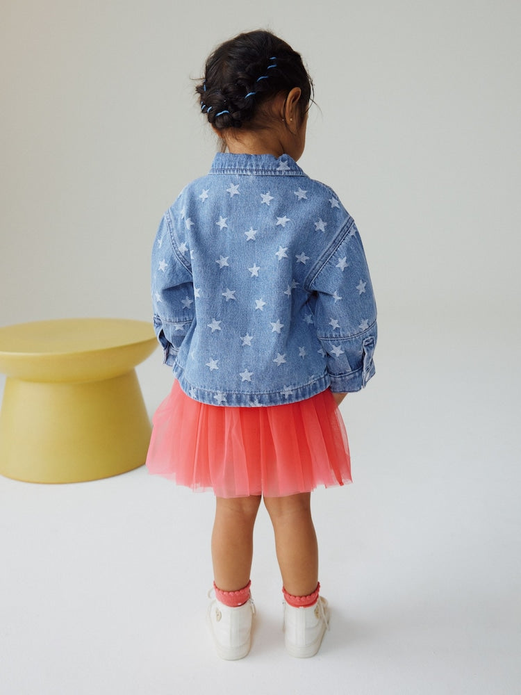 Dark Wash Star Jaquard Denim