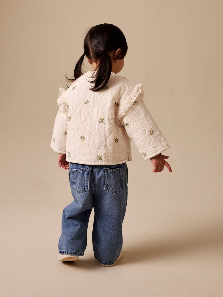 Cream Embroidered Quilted Jacket (3mths-7yrs)