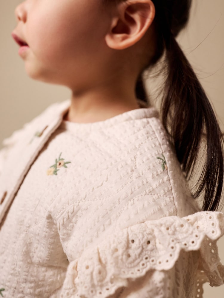 Cream Embroidered Quilted Jacket (3mths-7yrs)