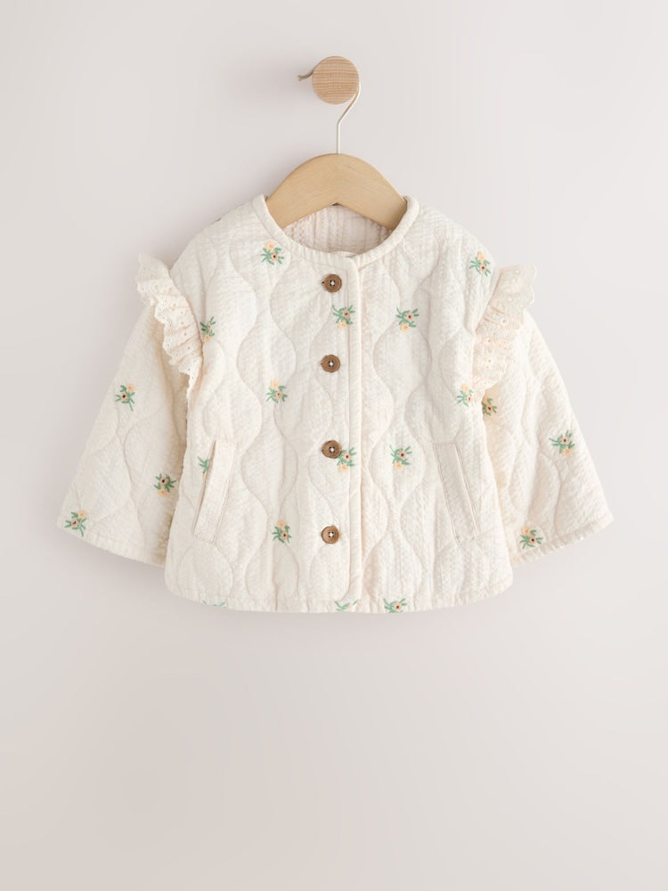 Cream Embroidered Quilted Jacket (3mths-7yrs)