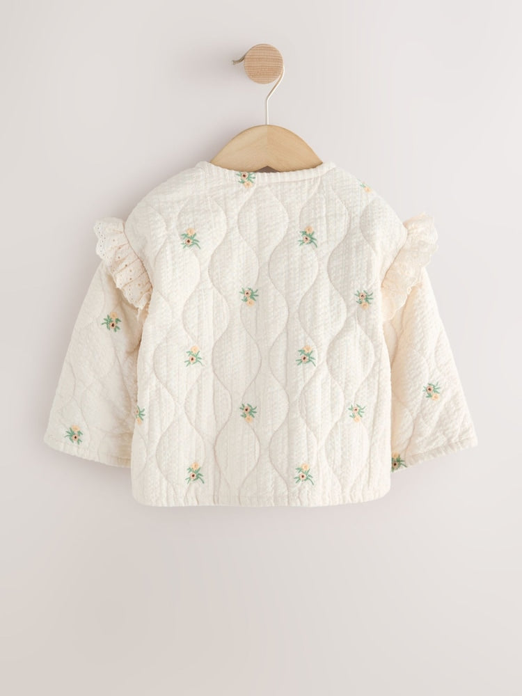 Cream Embroidered Quilted Jacket (3mths-7yrs)