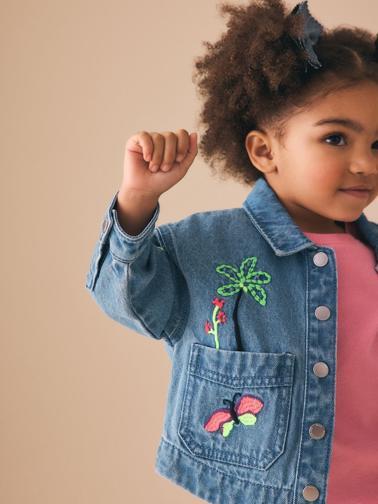 Tropical Embroidery Denim Jacket (3mths-7yrs)