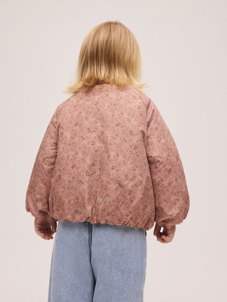 Pink Ditsy Floral Shower Resistant Bubble Hem Coat (3mths-7yrs)