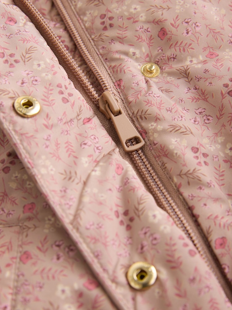 Pink Ditsy Floral Shower Resistant Bubble Hem Coat (3mths-7yrs)