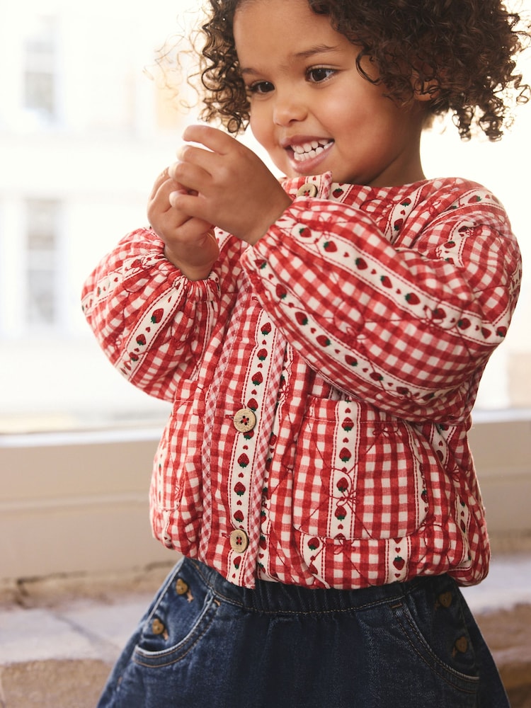 Red Gingham Quilted Jacket (3mths-7yrs)