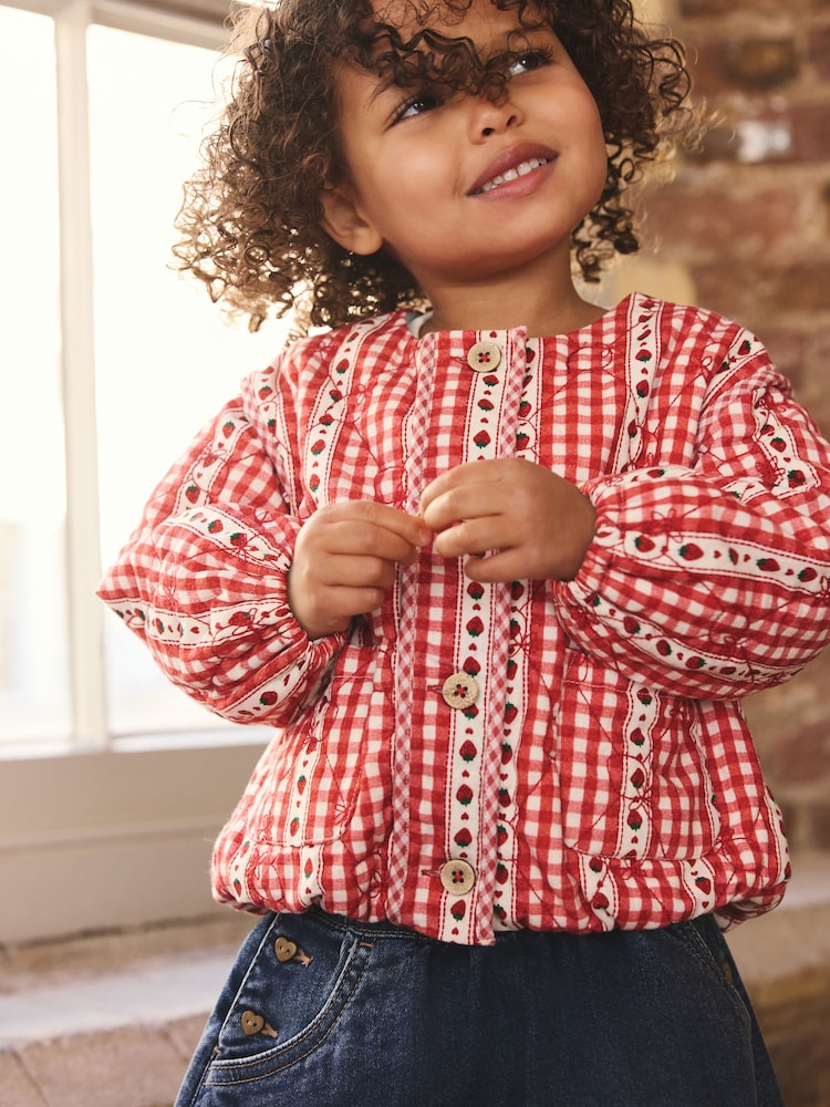 Red Gingham Quilted Jacket (3mths-7yrs)