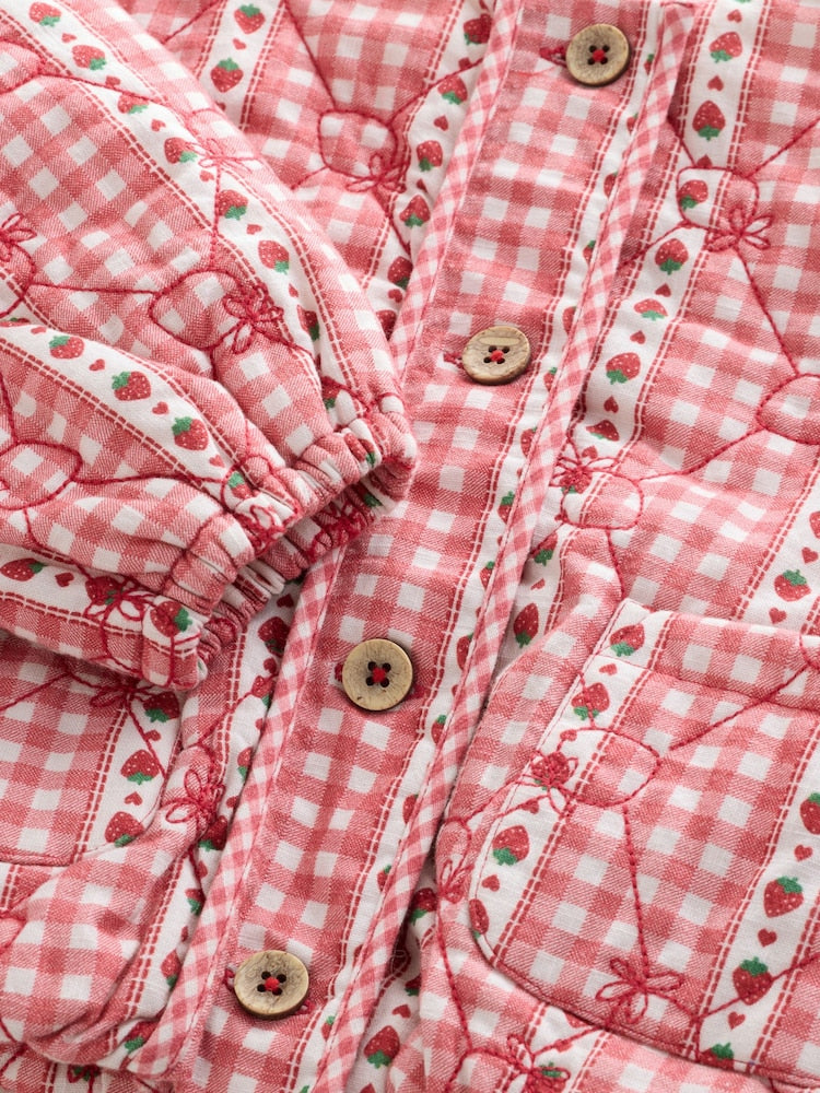 Red Gingham Quilted Jacket (3mths-7yrs)