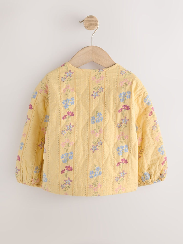Yellow Flowers Printed Quilted Jacket (3mths-7yrs)