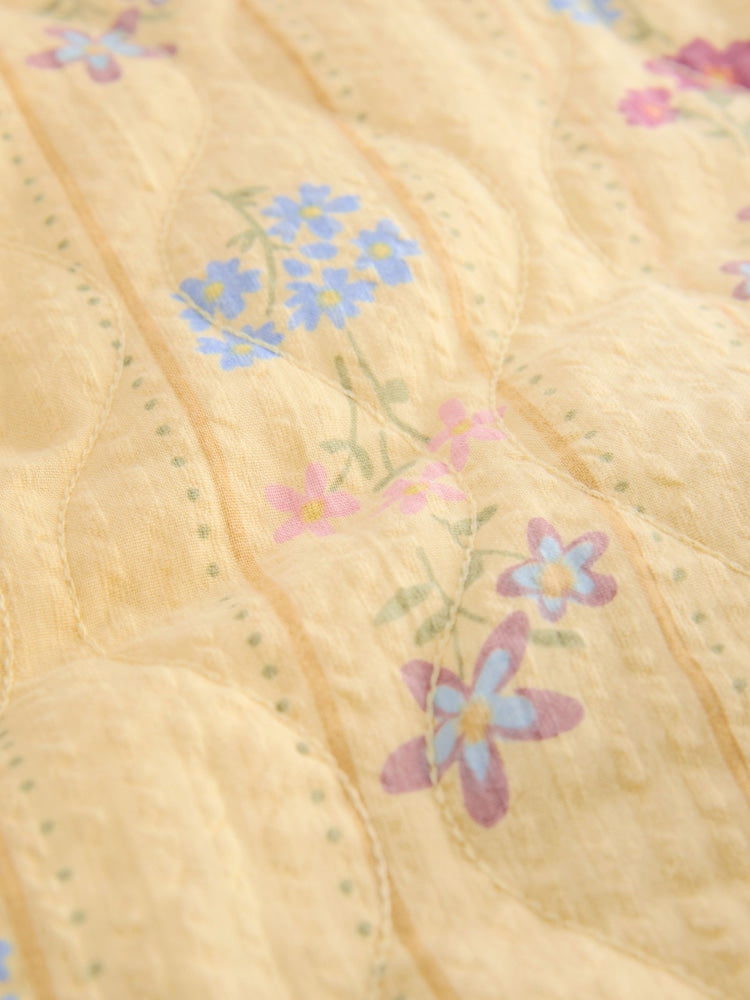 Yellow Flowers Printed Quilted Jacket (3mths-7yrs)
