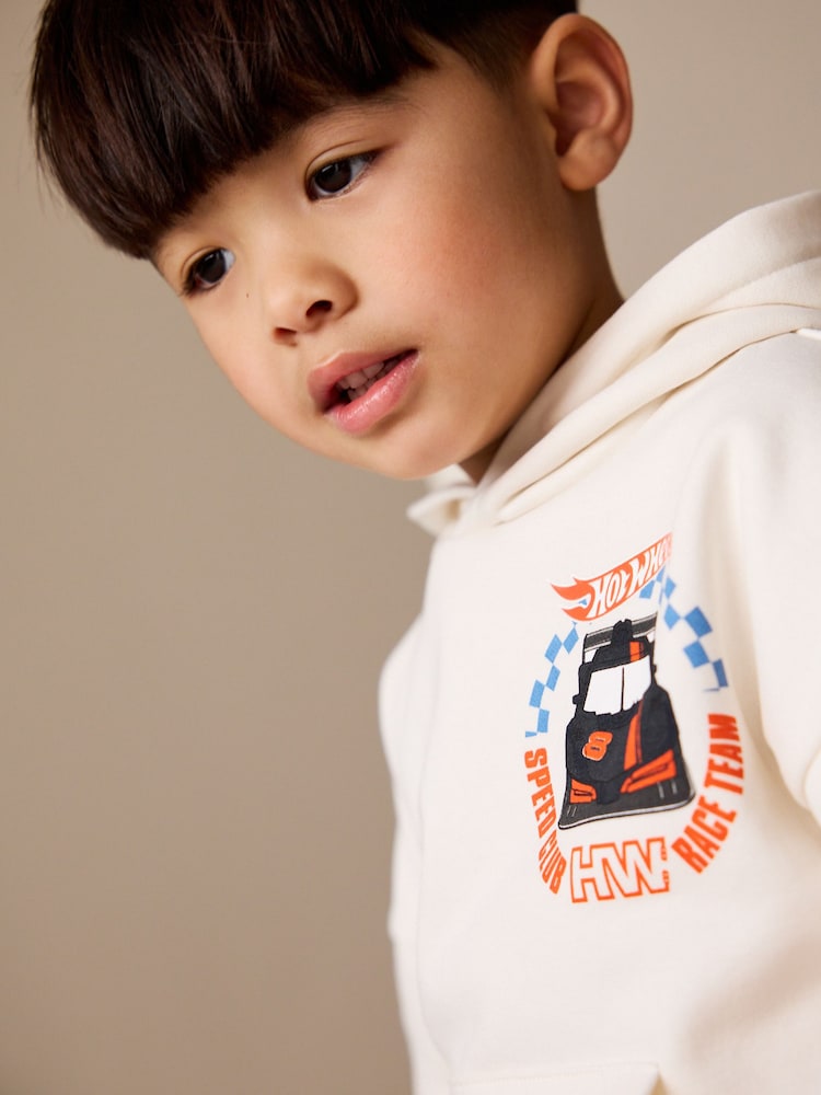 White Hot Wheels Short Sleeve Hoodie and Shorts Set (6mths-8yrs)