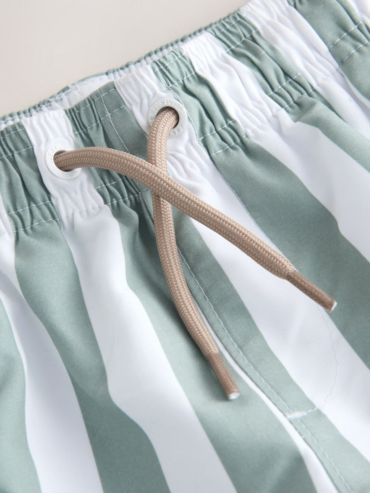 Green and White Stripe Lemon Printed Swim Shorts (3mths-7yrs)