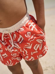 Red Printed Swim Shorts (3mths-7yrs) - Size 3-6 Months (62-68cm)
