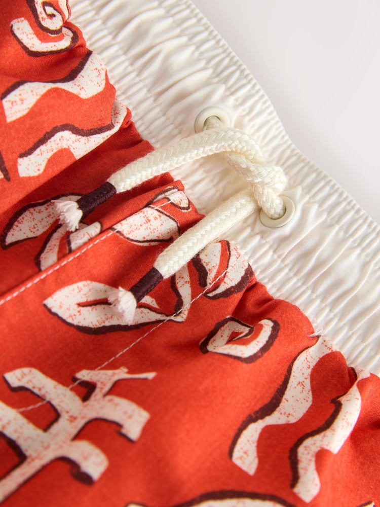 Red Printed Swim Shorts (3mths-7yrs) - Size 3-6 Months (62-68cm)
