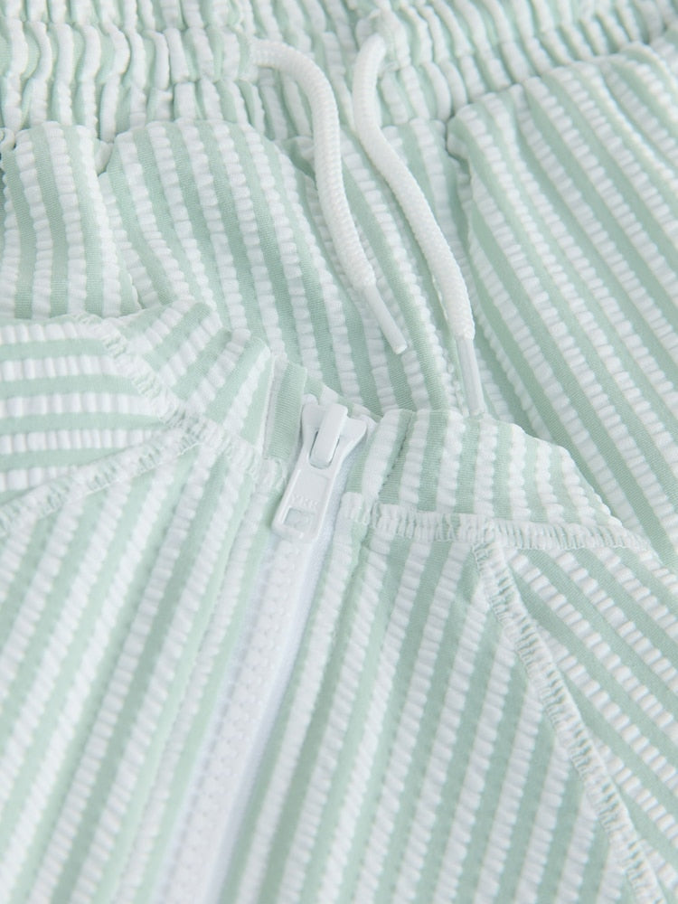 Green Textured Rash Vest and Swim Shorts Set (3mths-7yrs)