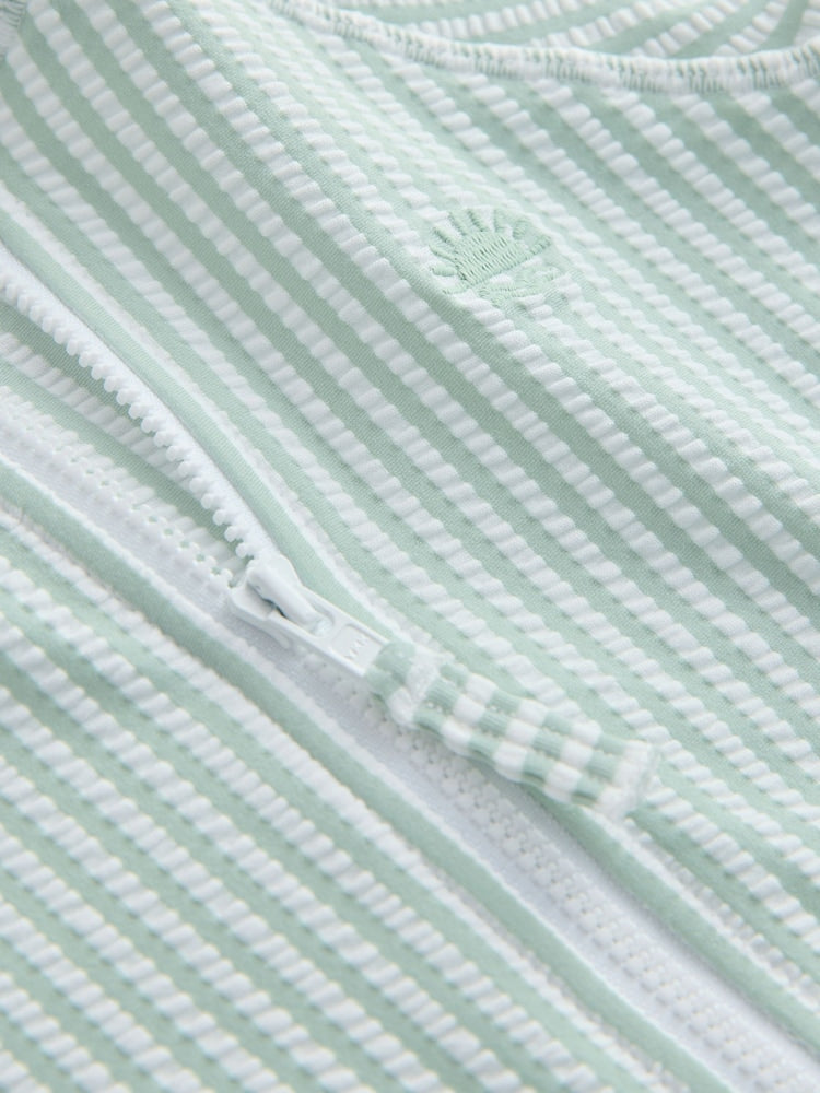 Mint Green Striped Sunsafe Swimsuit and Hat Set (3mths-7yrs)