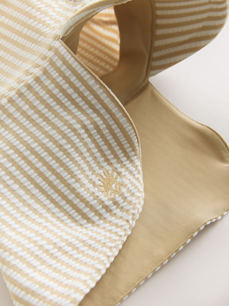 Neutral Striped Sunsafe Swimsuit and Hat Set (3mths-7yrs)