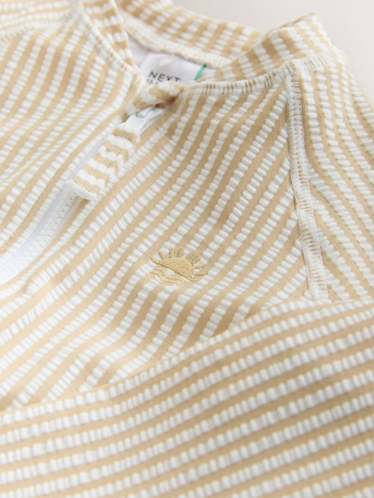 Neutral Striped Sunsafe Swimsuit and Hat Set (3mths-7yrs)