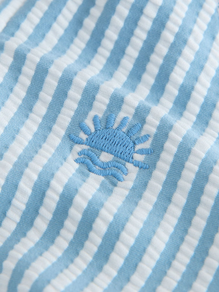 Light Blue Striped Sunsafe Swimsuit and Hat Set (3mths-7yrs)