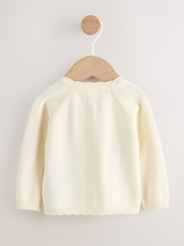 Natural Embroidered Baby Bunny Cardigan (0mths-3yrs) - Size 50cm (First Size)