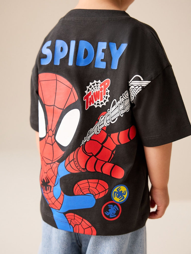 Charcoal Grey Spidey Marvel Short Sleeve Cotton T-Shirt (3mths-8yrs)