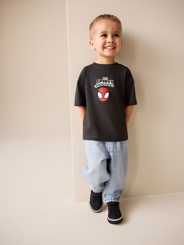 Charcoal Grey Spidey Marvel Short Sleeve Cotton T-Shirt (3mths-8yrs)