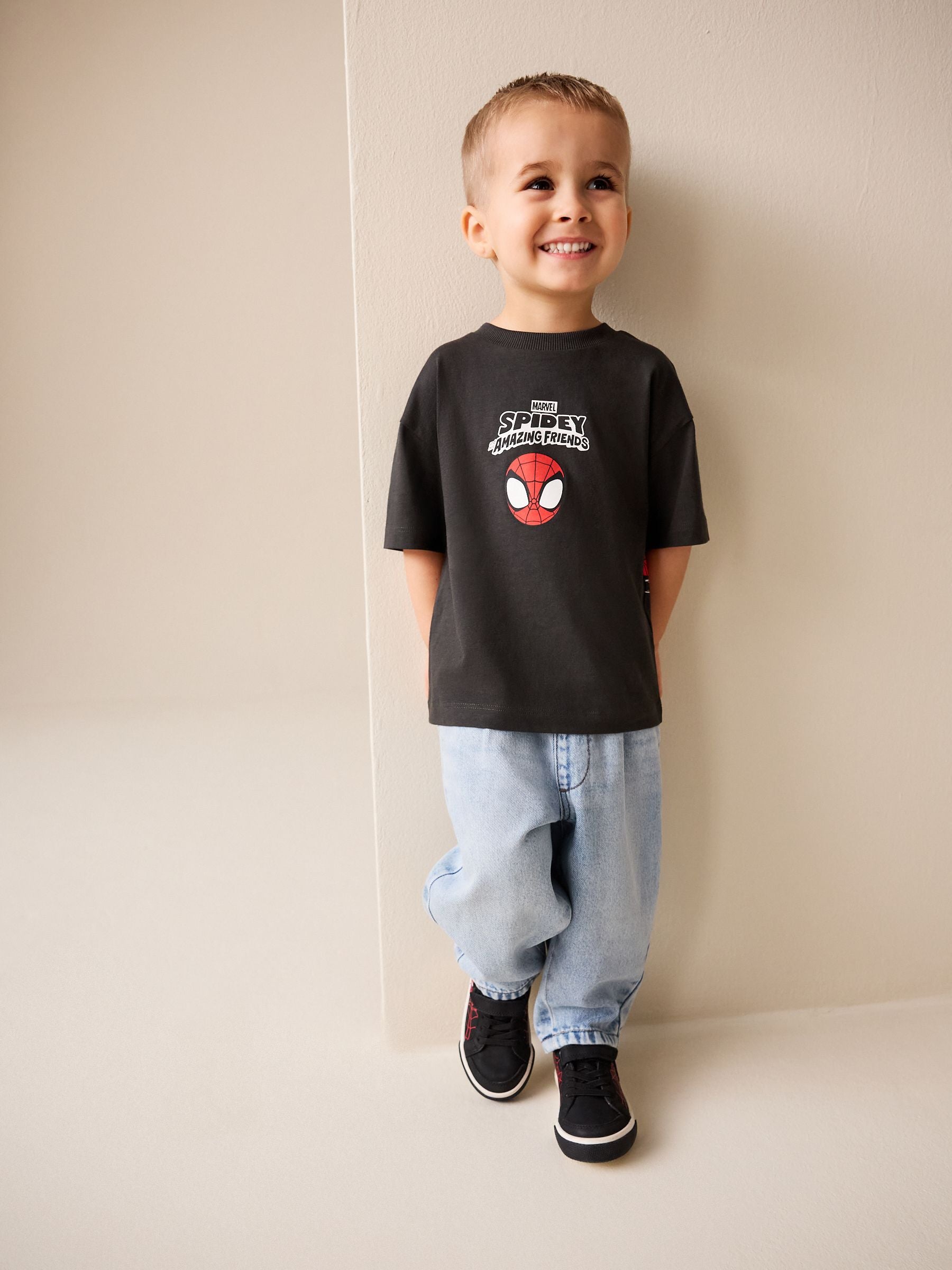 Charcoal Grey Spidey Marvel Short Sleeve Cotton T-Shirt (3mths-8yrs) - Size 3-6 Months (62-68cm)