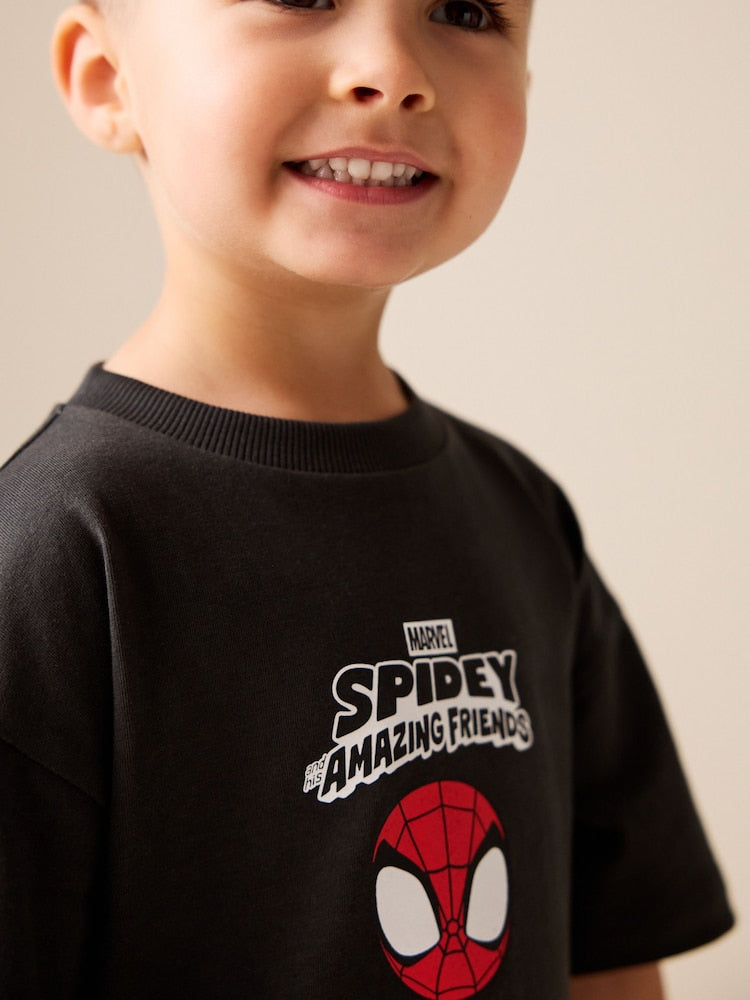 Charcoal Grey Spidey Marvel Short Sleeve Cotton T-Shirt (3mths-8yrs)