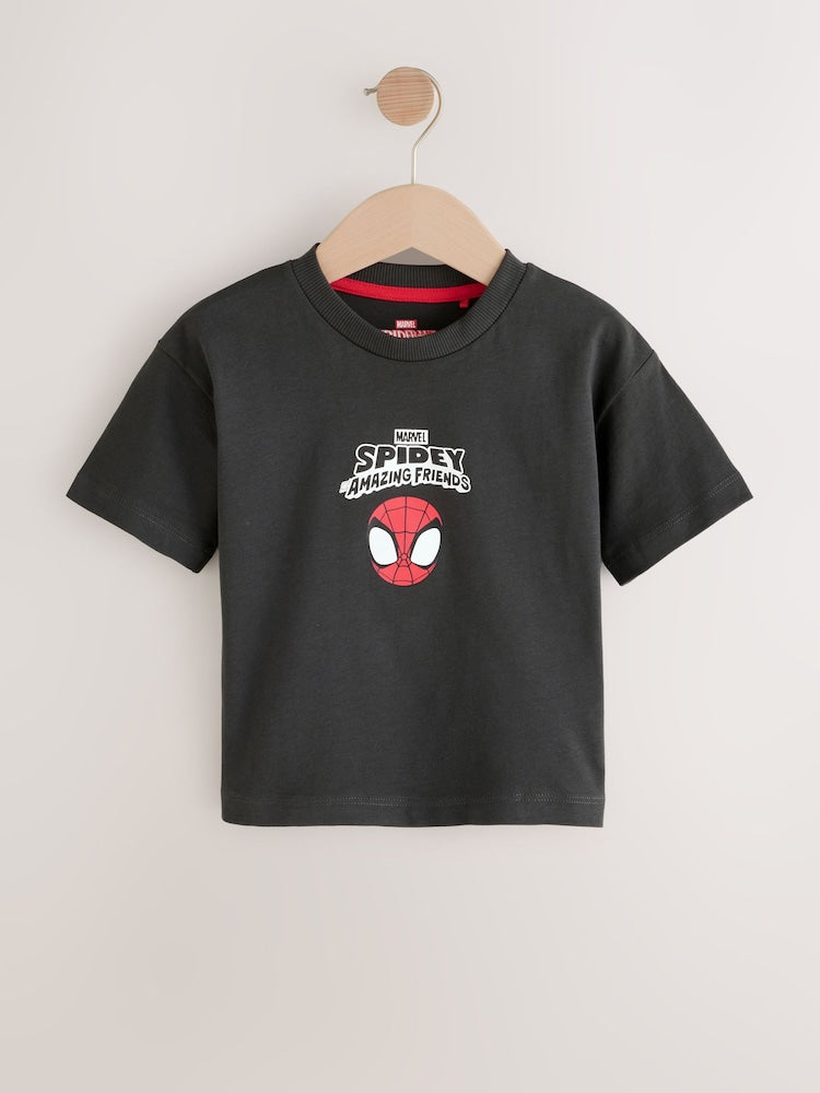 Charcoal Grey Spidey Marvel Short Sleeve Cotton T-Shirt (3mths-8yrs)