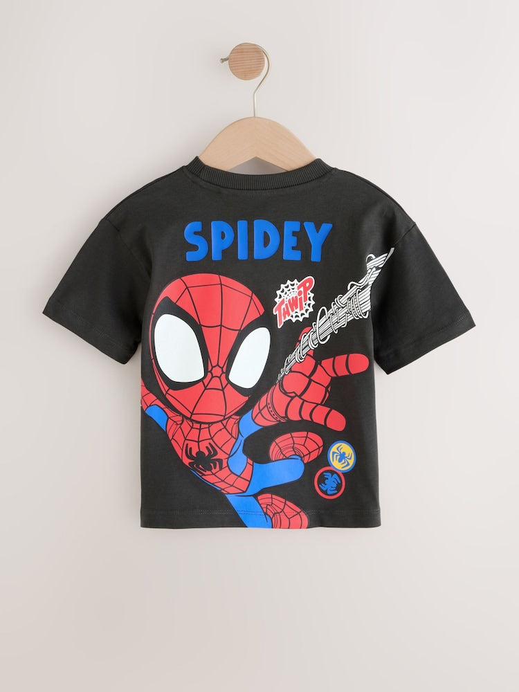 Charcoal Grey Spidey Marvel Short Sleeve Cotton T-Shirt (3mths-8yrs)