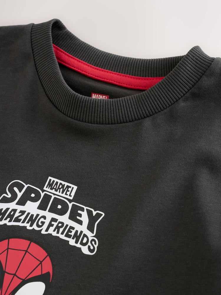 Charcoal Grey Spidey Marvel Short Sleeve Cotton T-Shirt (3mths-8yrs)