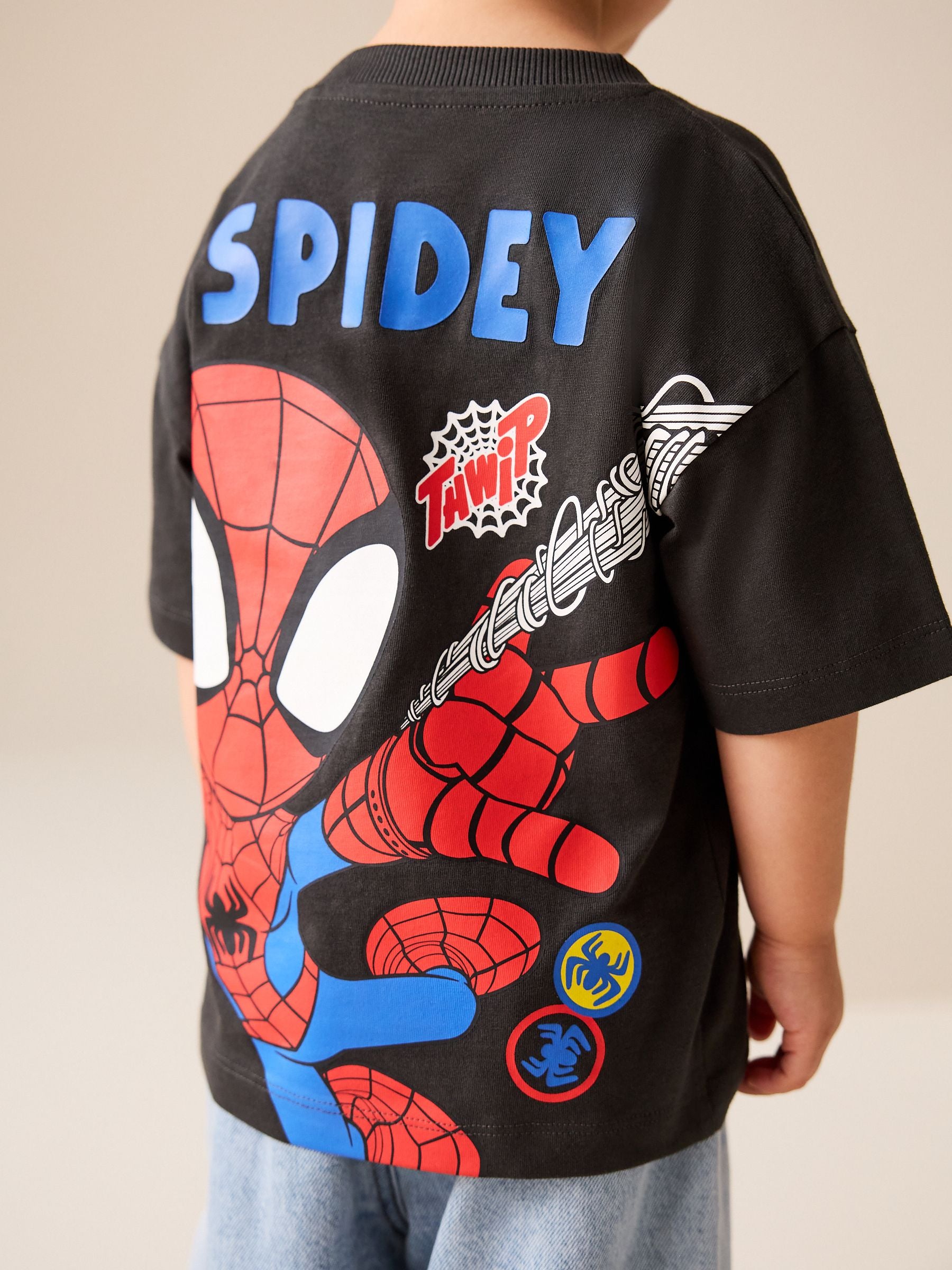 Charcoal Grey Spidey Marvel Short Sleeve Cotton T-Shirt (3mths-8yrs) - Size 3-6 Months (62-68cm) - Default 1