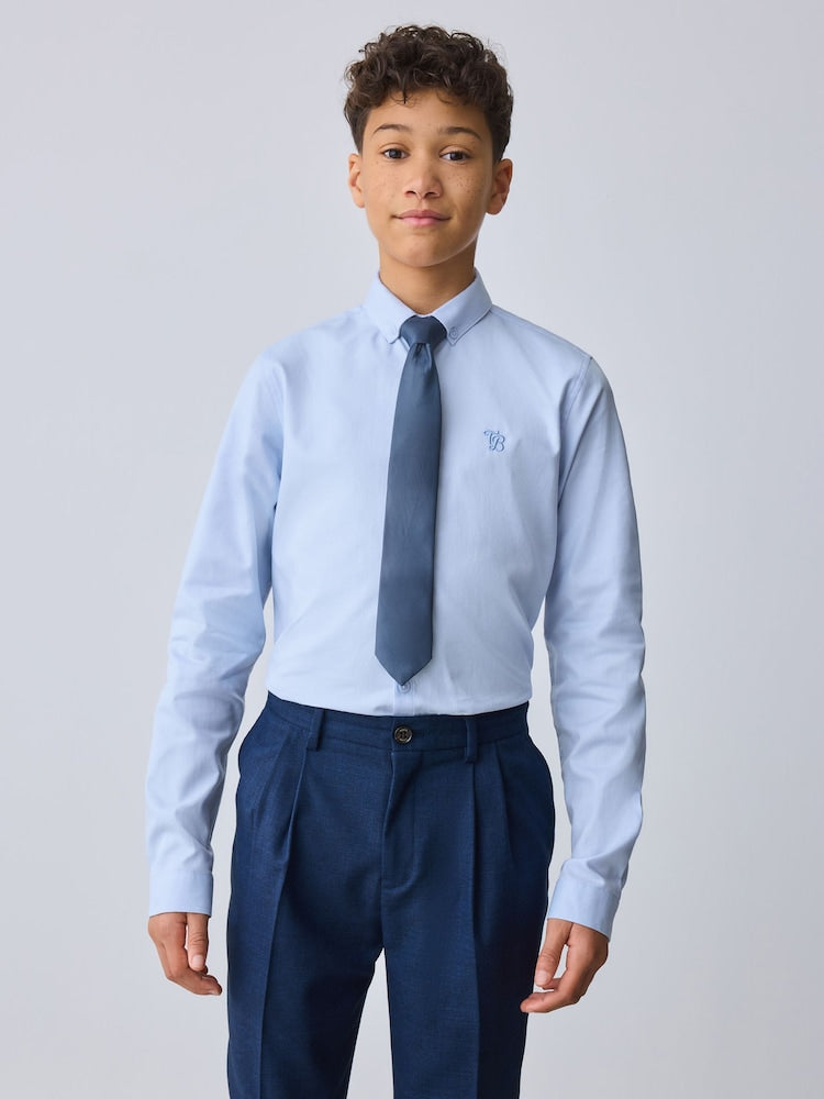 Baker by Ted Baker Blue Long Sleeve Shirt with Tie