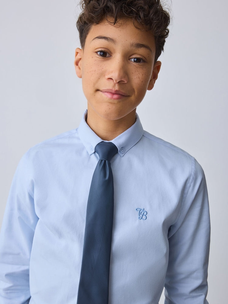 Baker by Ted Baker Blue Long Sleeve Shirt with Tie