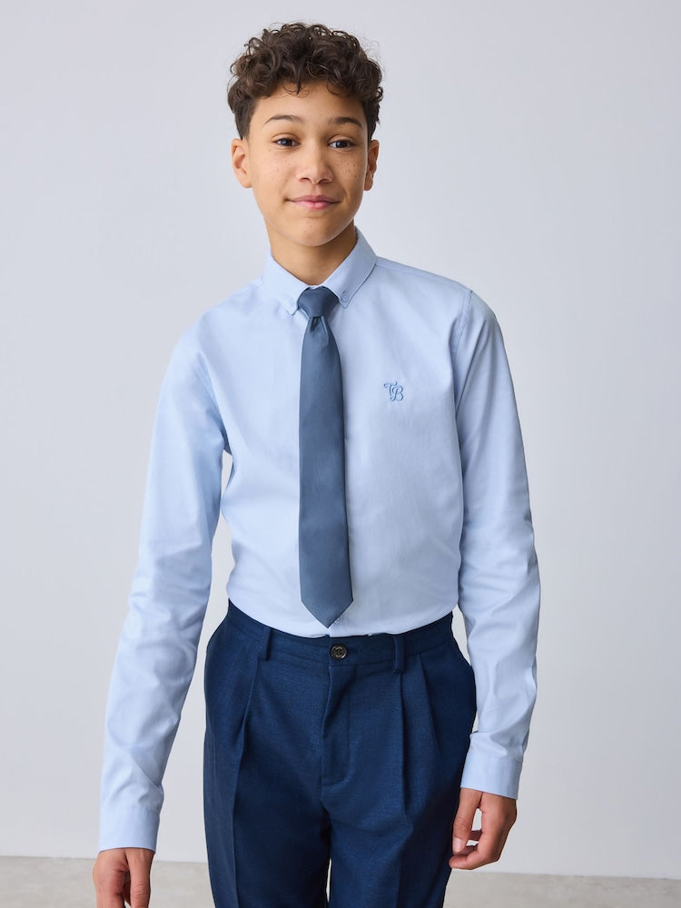 Baker by Ted Baker Blue Long Sleeve Shirt with Tie